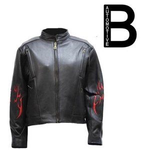 Women's Racer Biker Jacket With Flames